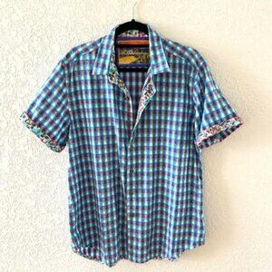Robert Graham Short Sleeve Button Down Plaid Shirt Flip Cuff